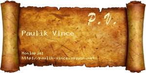 Paulik Vince névjegykártya